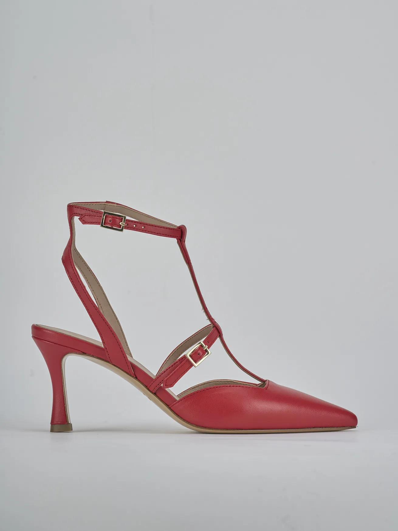 Slingback tacco 8cm pelle rosso