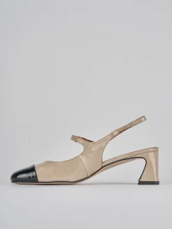 Slingback tacco 5cm pelle beige