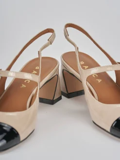 Slingback tacco 5cm pelle beige