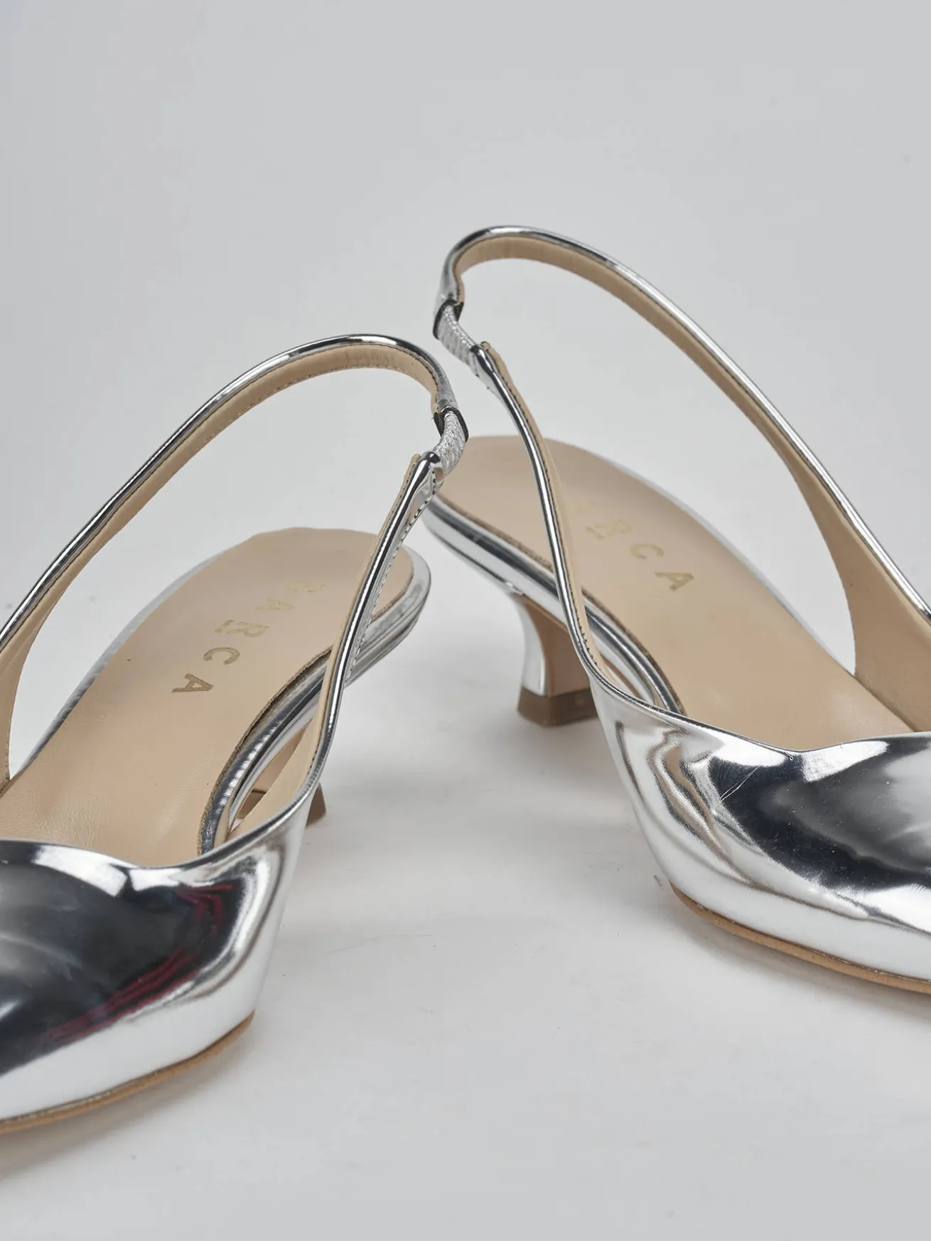 Slingback tacco 3cm pelle argento