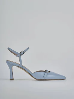 Slingback tacco 8cm pelle azzurro