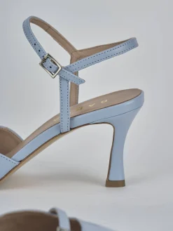 Slingback tacco 8cm pelle azzurro