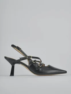 Slingback tacco 7cm pelle nero