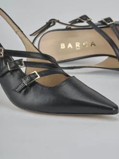 Slingback tacco 7cm pelle nero