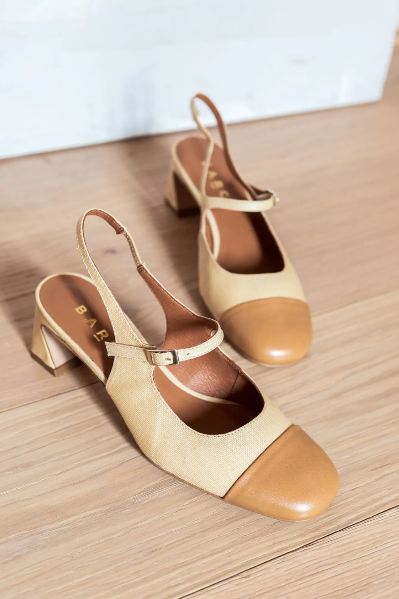 Slingback tacco 5cm pelle marrone