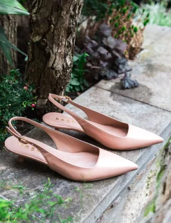 Slingback tacco 5cm pelle rosa