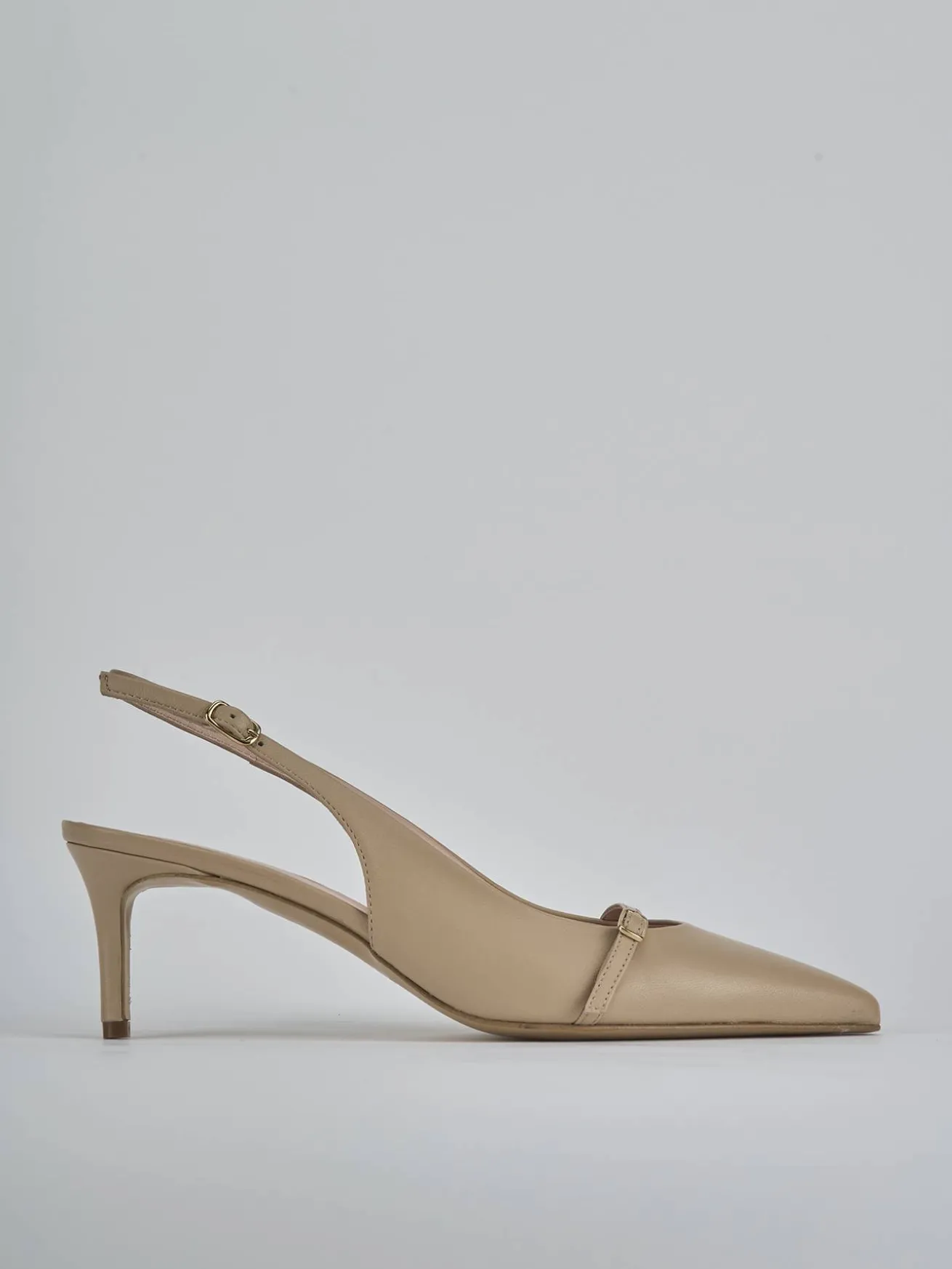 Slingback tacco 7cm pelle marrone