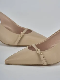 Slingback tacco 7cm pelle marrone