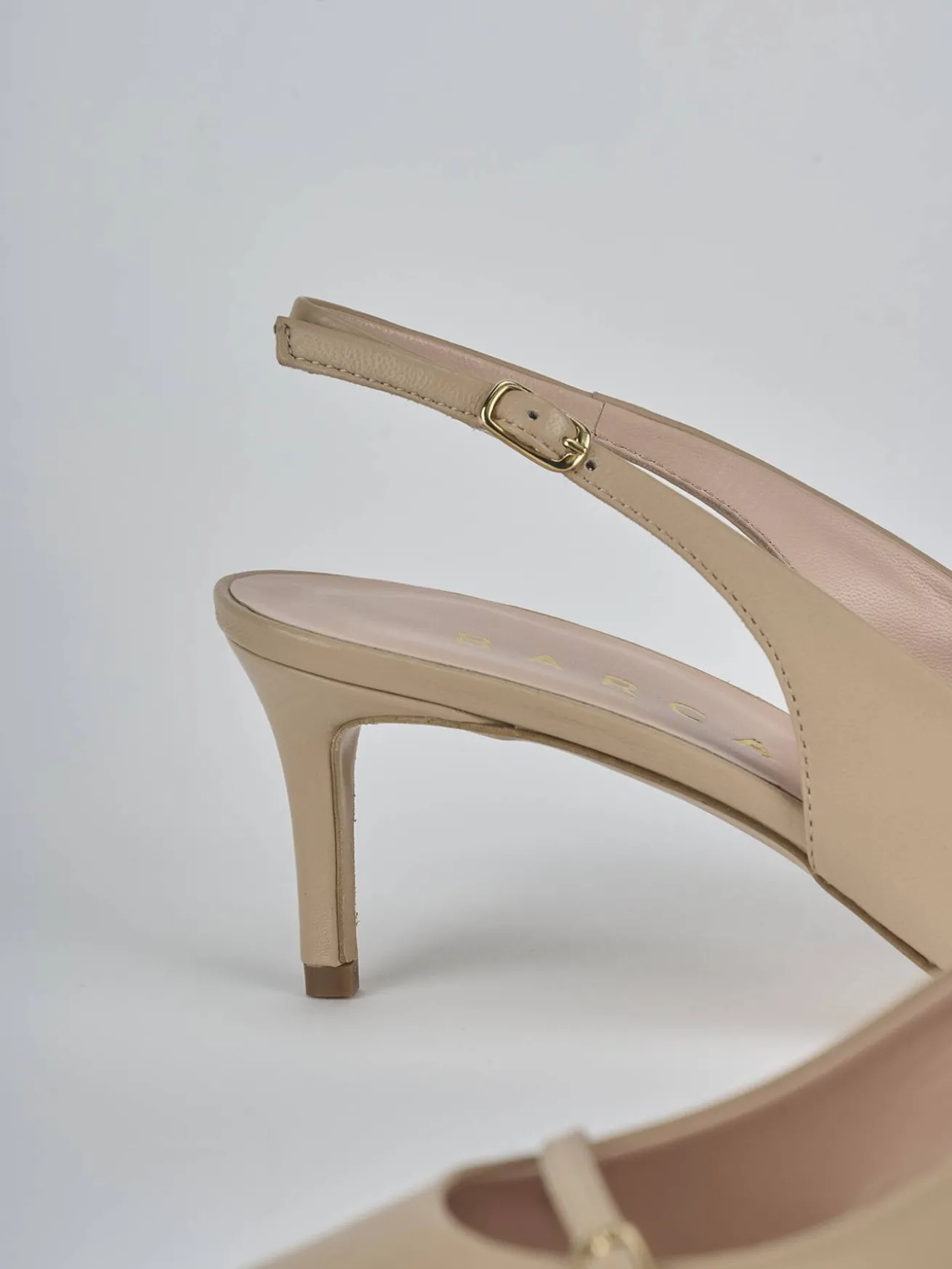 Slingback tacco 7cm pelle marrone