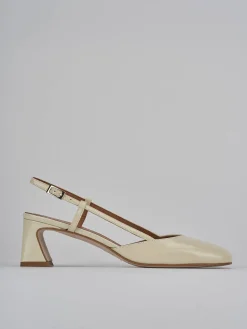 Slingback tacco 5cm pelle beige