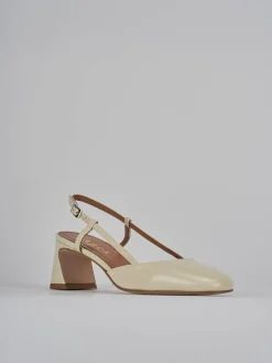 Slingback tacco 5cm pelle beige