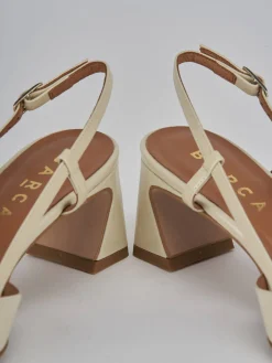 Slingback tacco 5cm pelle beige