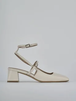 Slingback tacco 5cm pelle beige