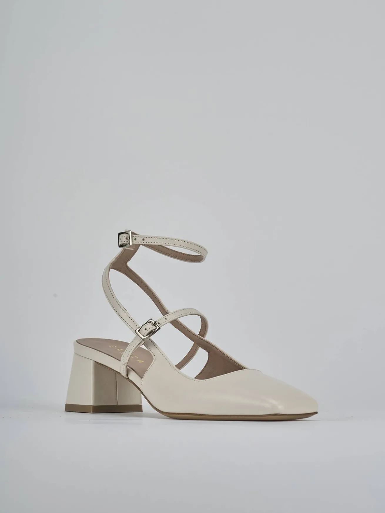 Slingback tacco 5cm pelle beige