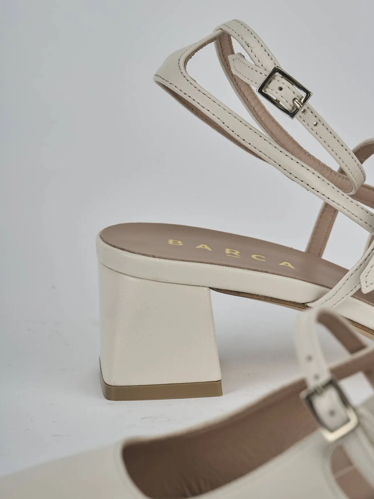 Slingback tacco 5cm pelle beige