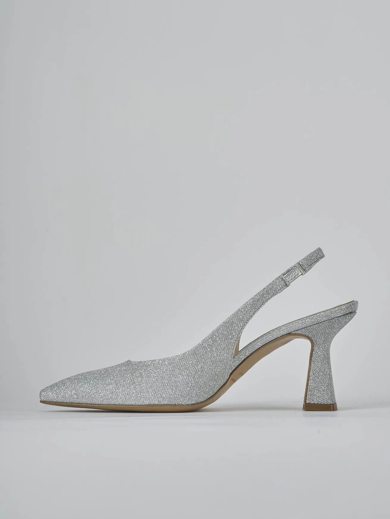 Slingback tacco 7cm pelle argento