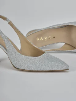 Slingback tacco 7cm pelle argento