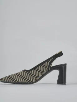 Slingback tacco 7cm pelle nero