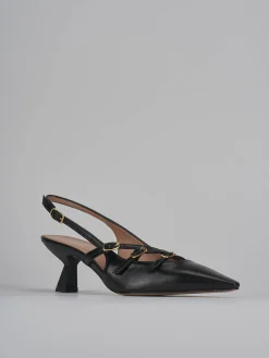 Slingback tacco 6cm pelle nero