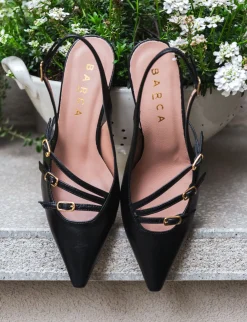 Slingback tacco 6cm pelle nero