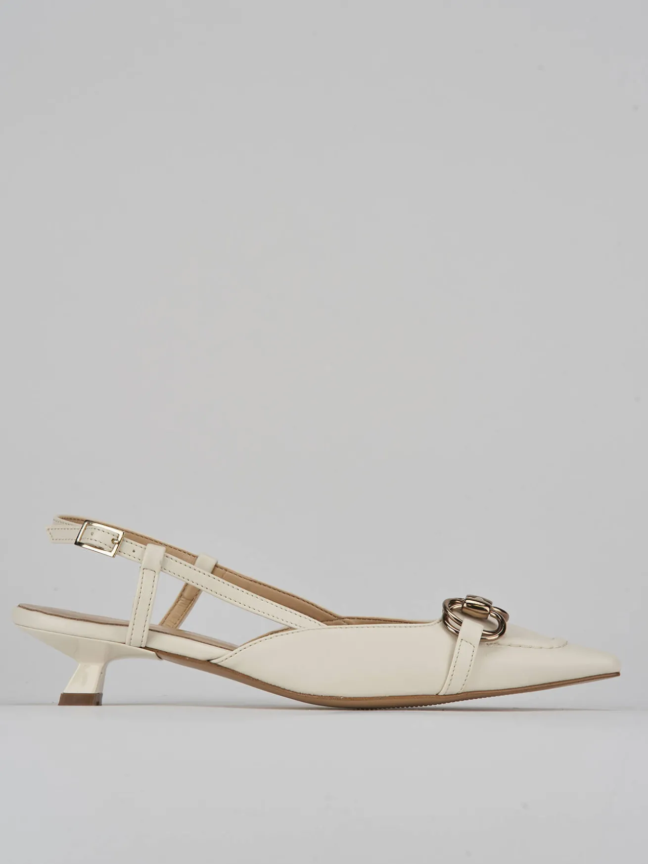 Slingback tacco 3cm pelle bianco