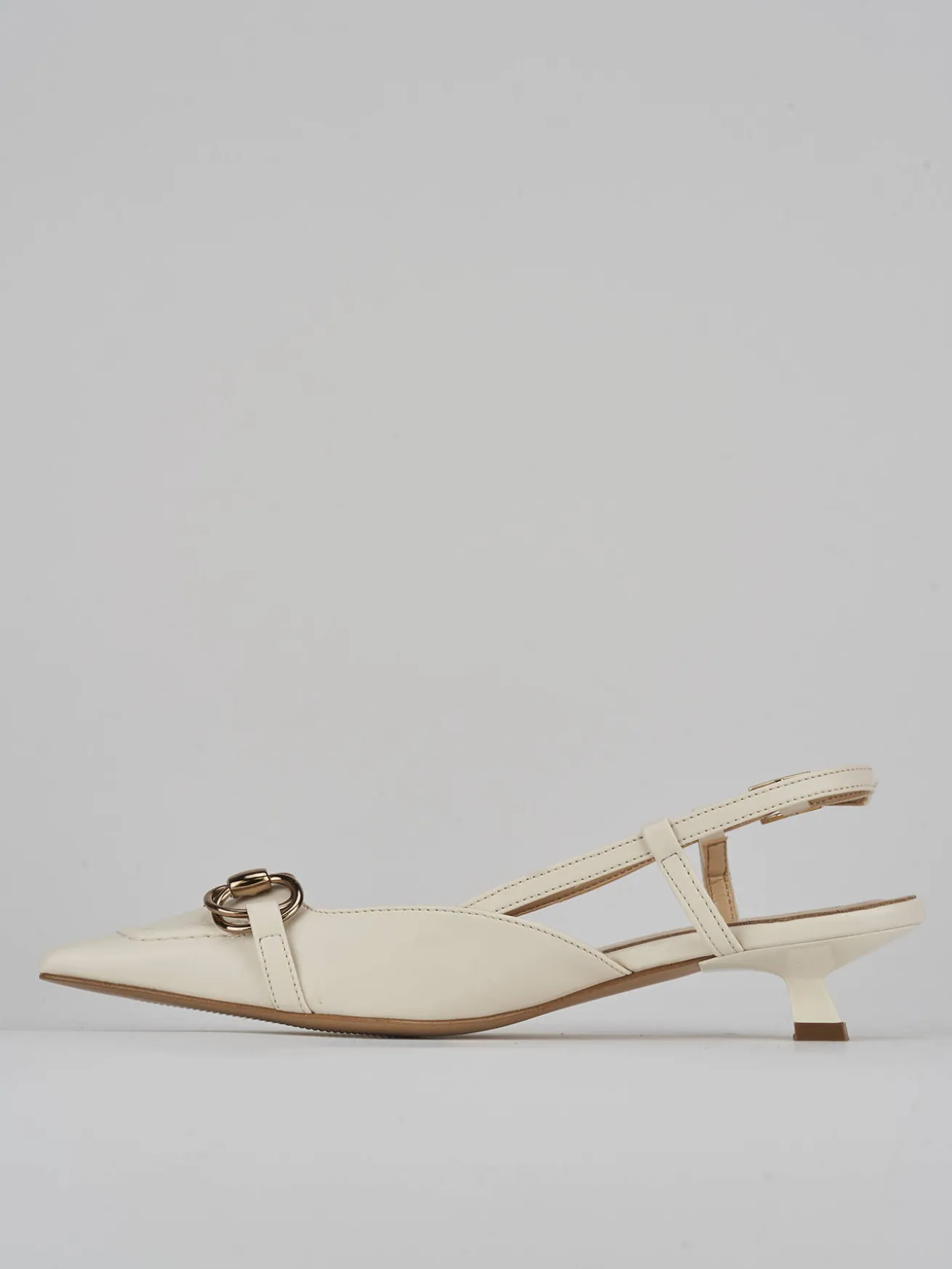 Slingback tacco 3cm pelle bianco