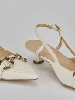 Slingback tacco 3cm pelle bianco