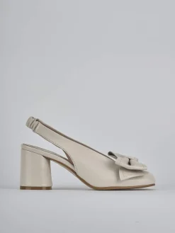 Slingback tacco 8cm pelle bianco