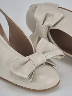 Slingback tacco 8cm pelle bianco