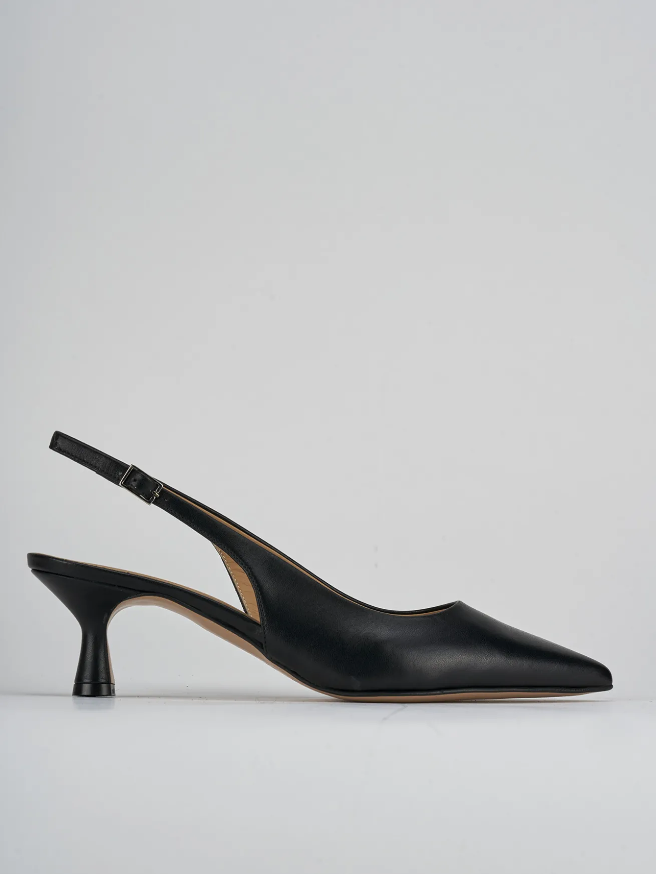 Slingback tacco 5cm pelle nero