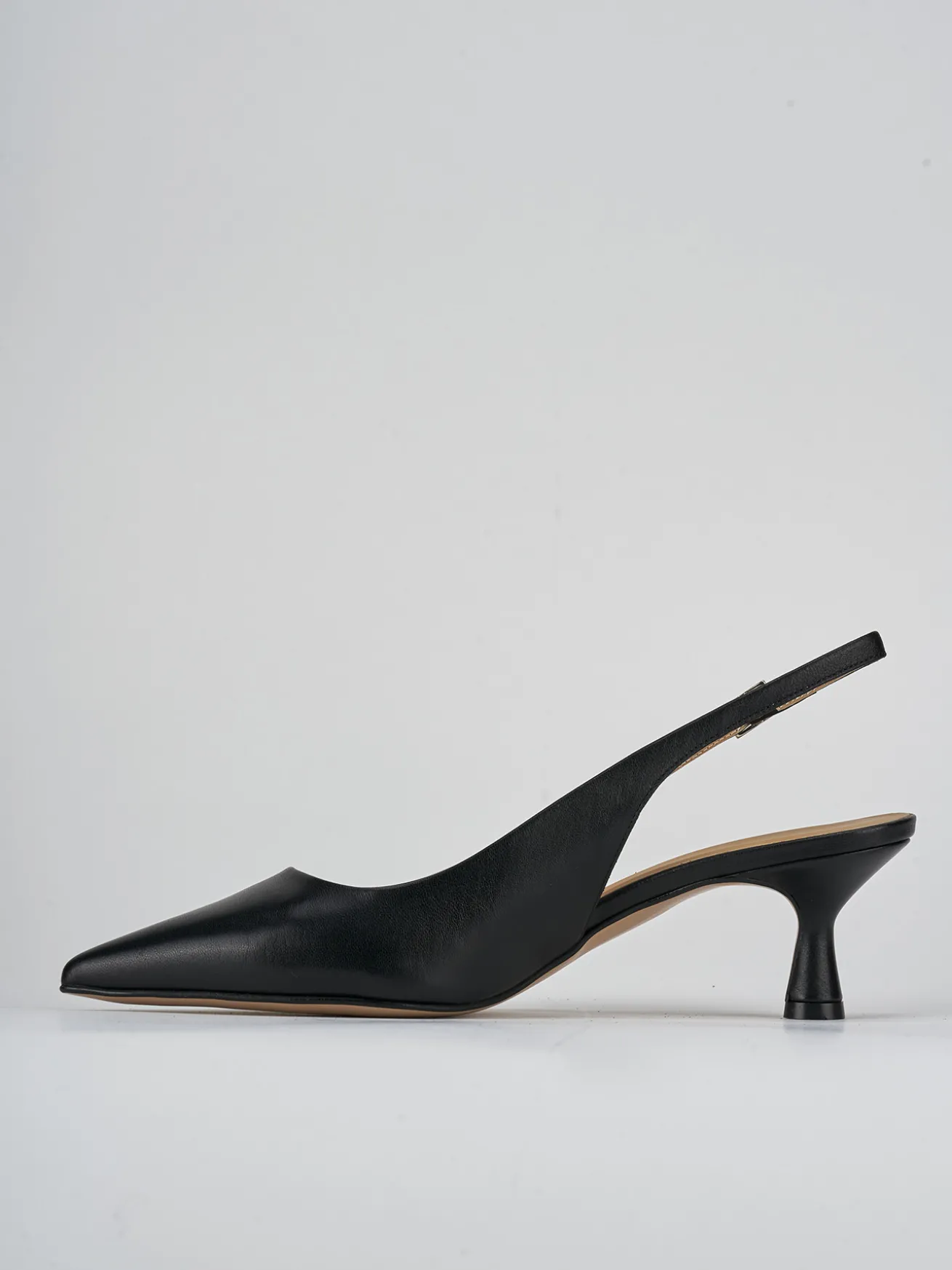 Slingback tacco 5cm pelle nero