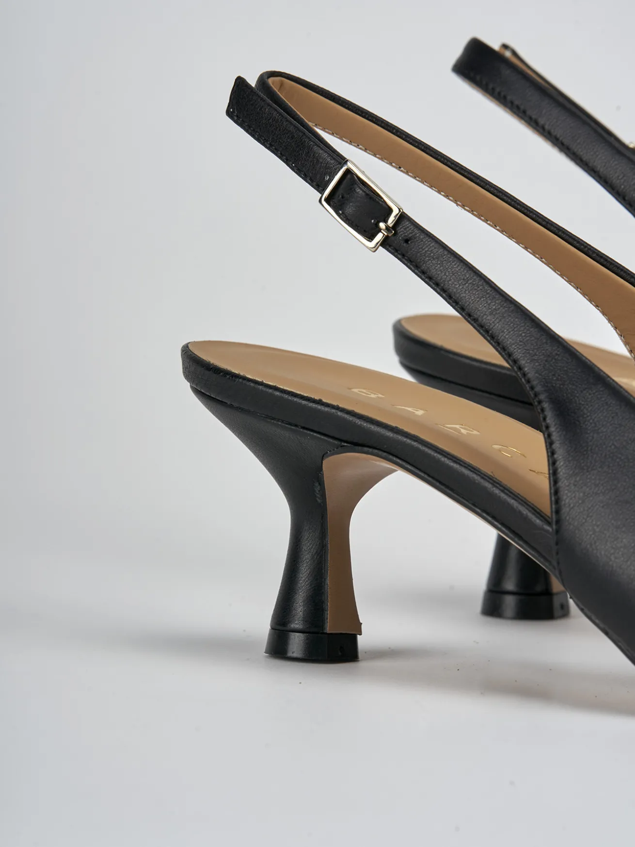 Slingback tacco 5cm pelle nero