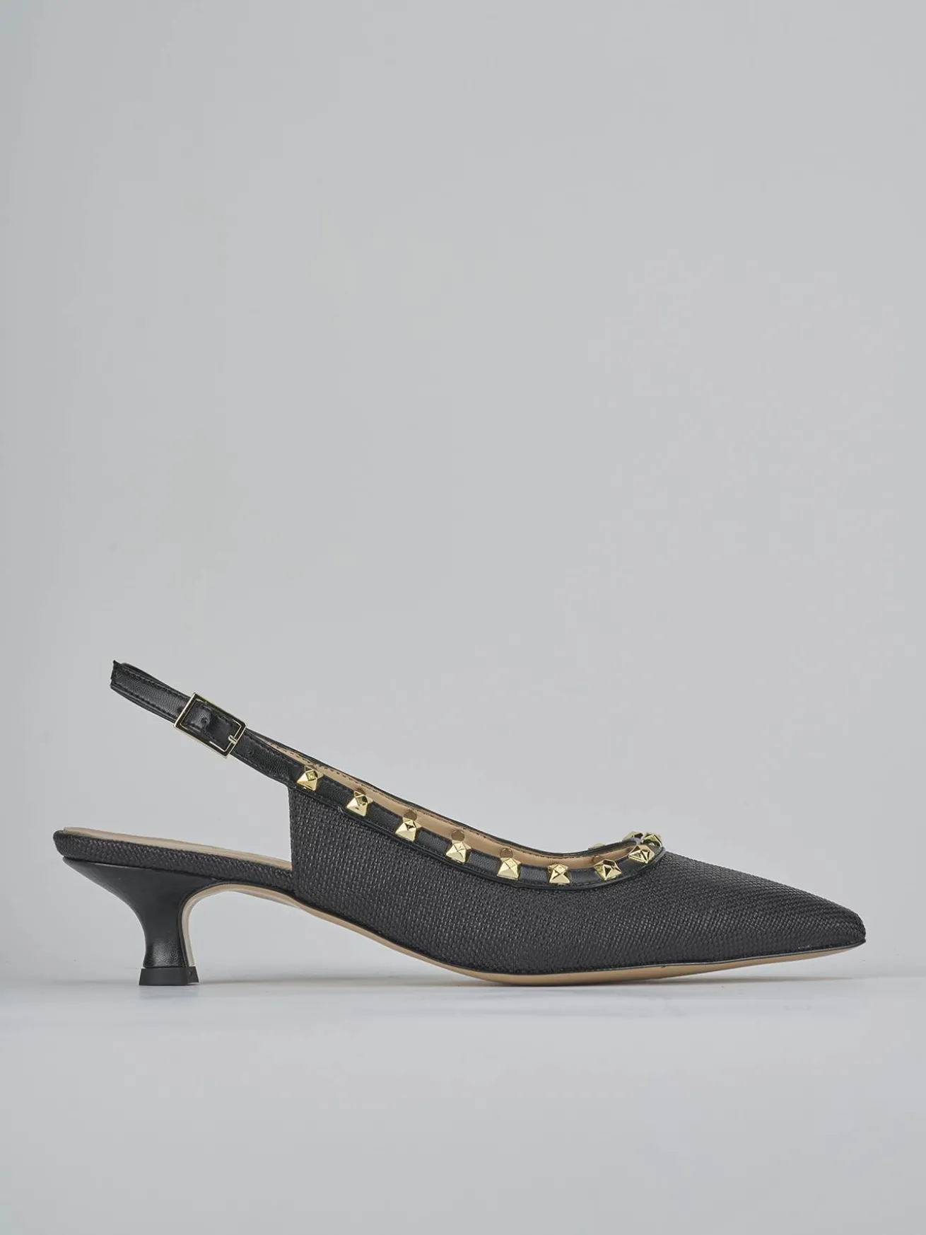 Slingback tacco 4cm pelle nero