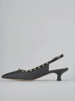 Slingback tacco 4cm pelle nero