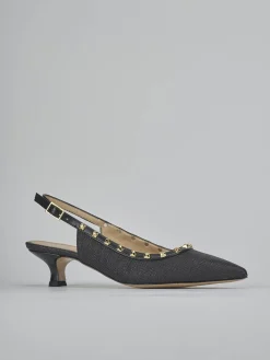 Slingback tacco 4cm pelle nero