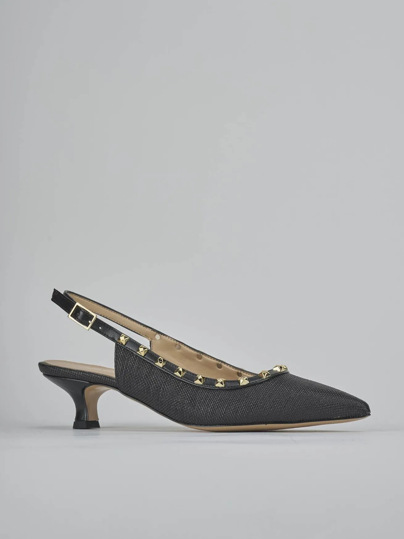 Slingback tacco 4cm pelle nero