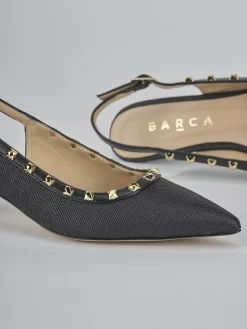 Slingback tacco 4cm pelle nero