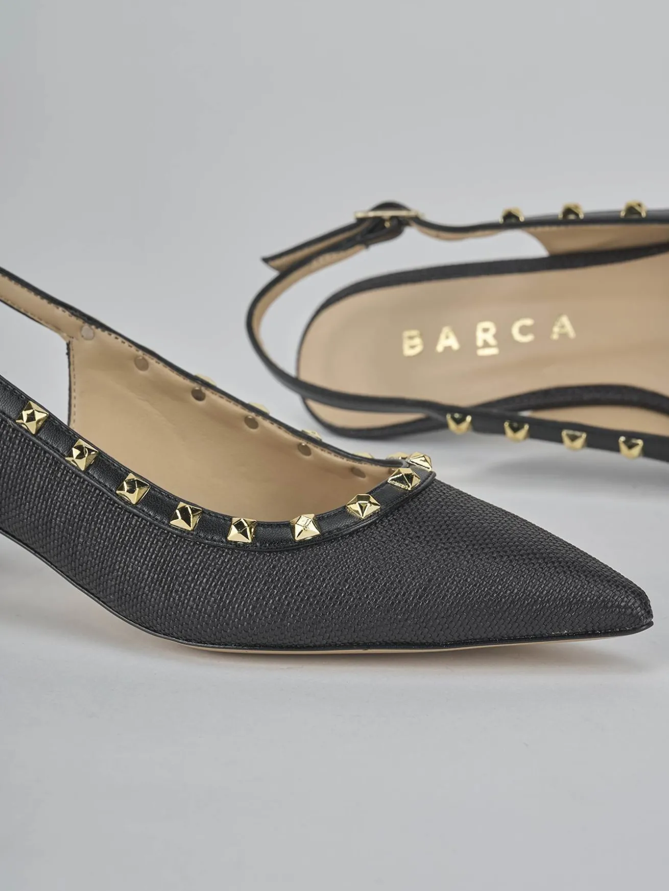 Slingback tacco 4cm pelle nero