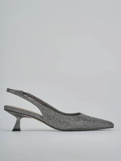 Slingback tacco 5cm pelle argento