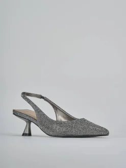 Slingback tacco 5cm pelle argento