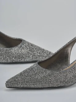 Slingback tacco 5cm pelle argento