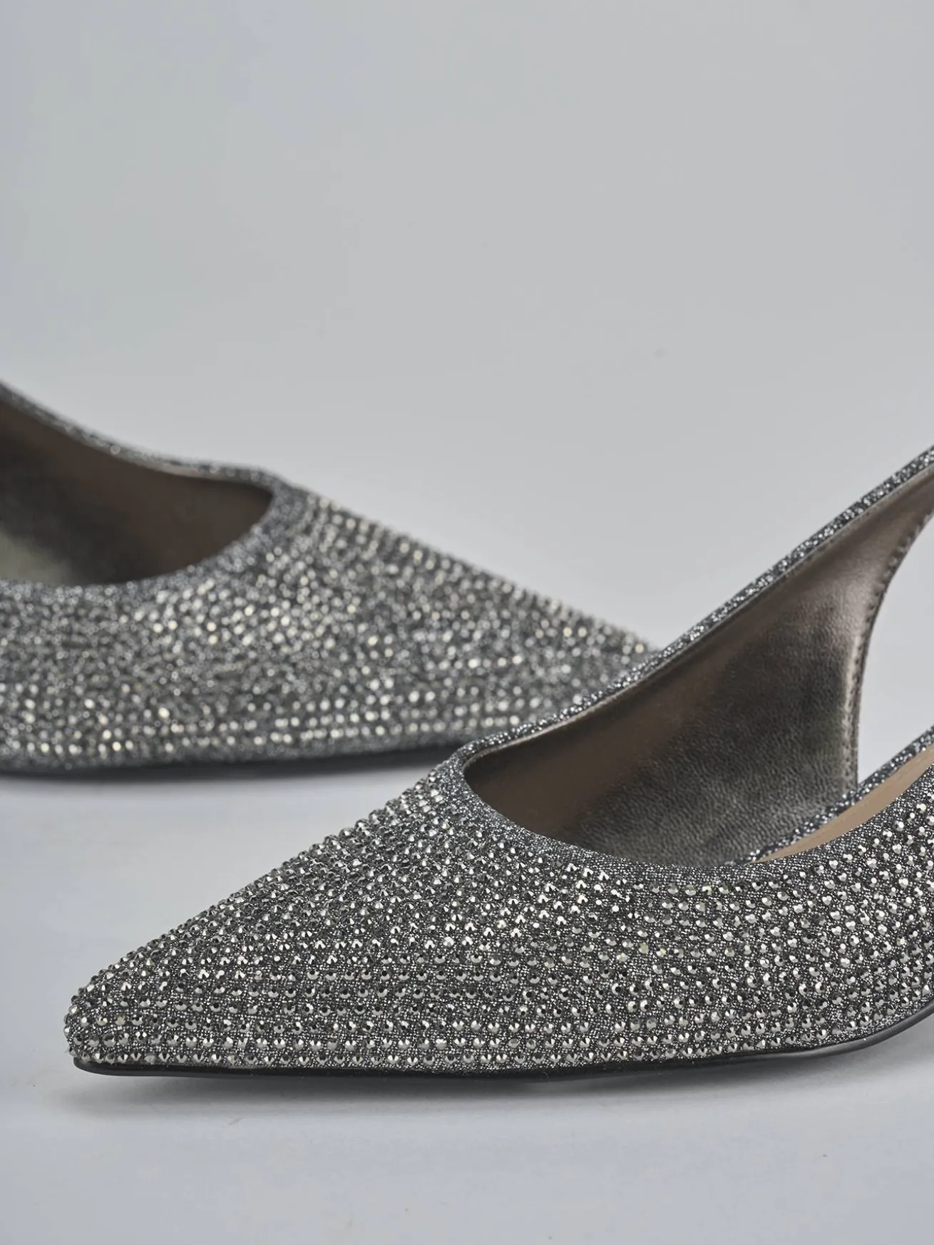 Slingback tacco 5cm pelle argento