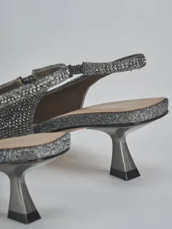 Slingback tacco 5cm pelle argento