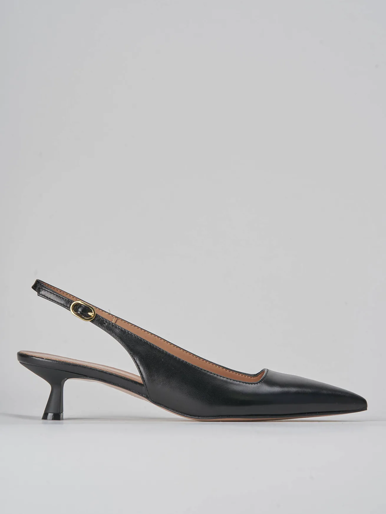 Slingback tacco 5cm pelle nero