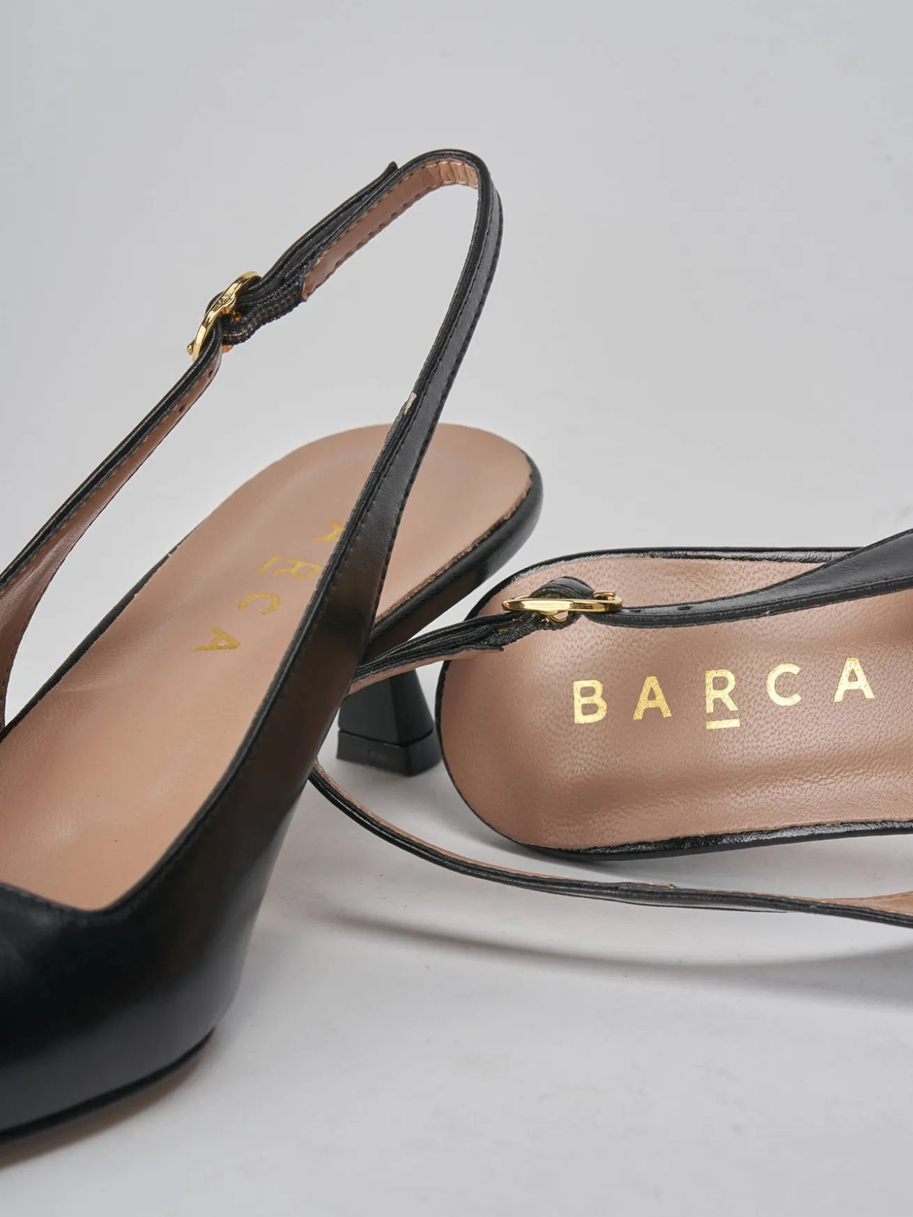 Slingback tacco 5cm pelle nero