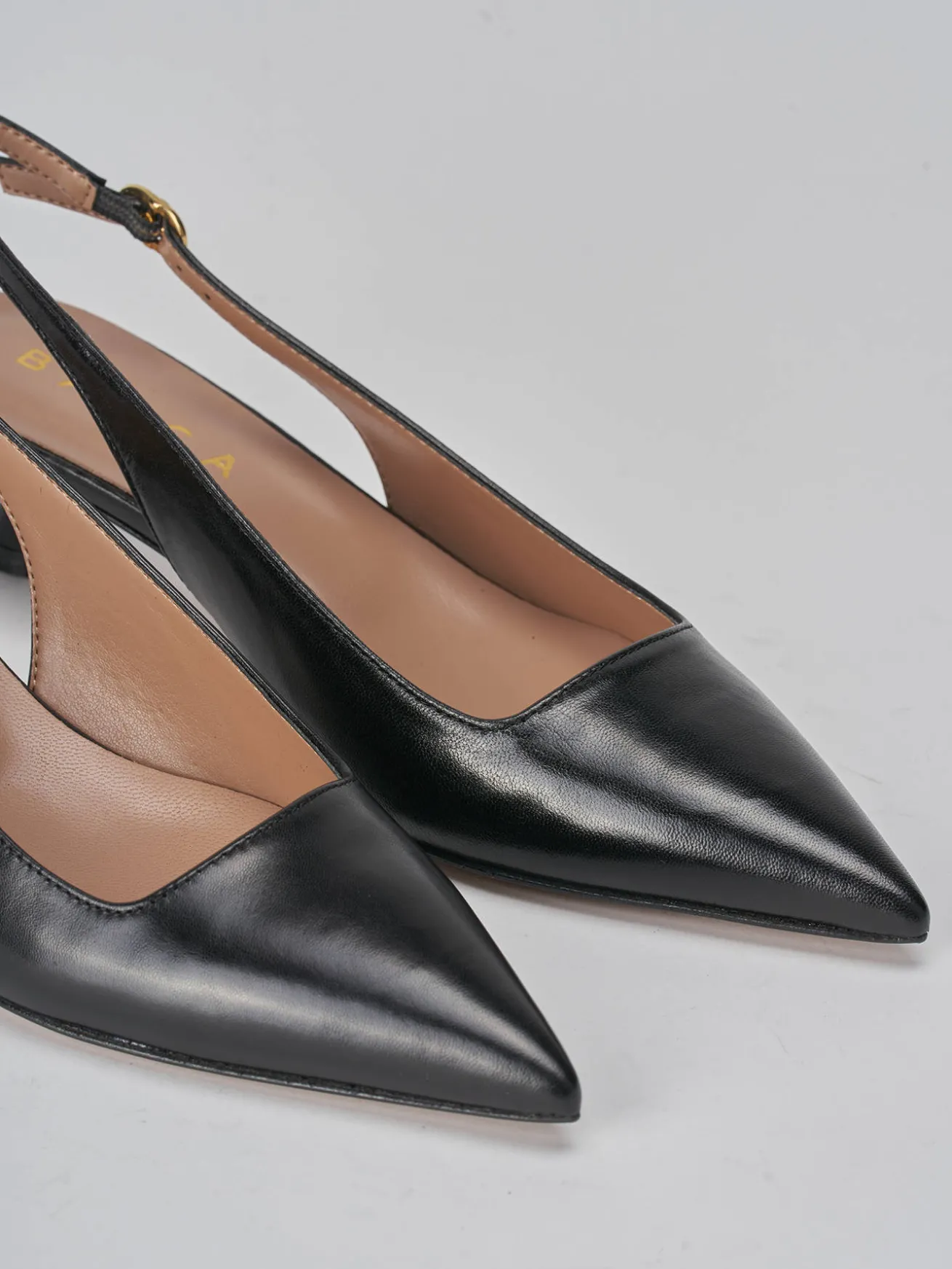 Slingback tacco 5cm pelle nero