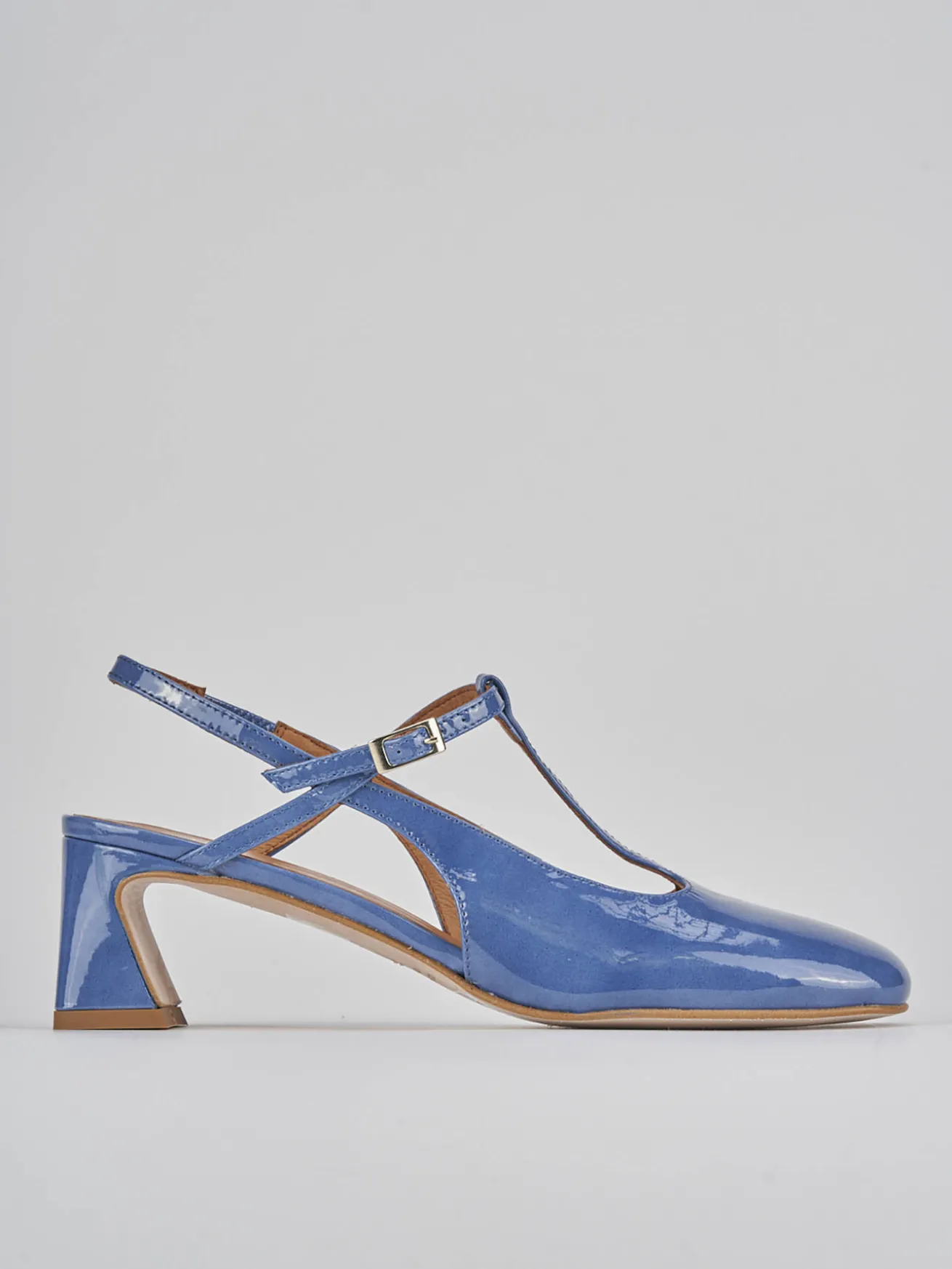 Slingback tacco 5cm pelle jeans