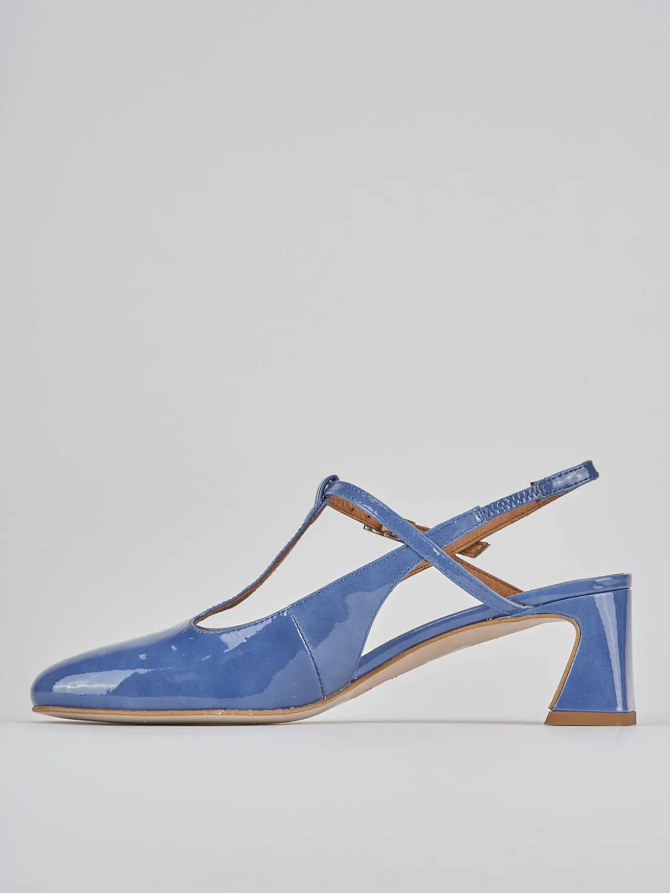 Slingback tacco 5cm pelle jeans