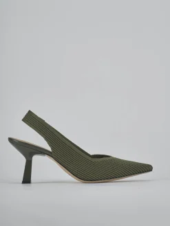 Slingback tacco 7cm pelle verde