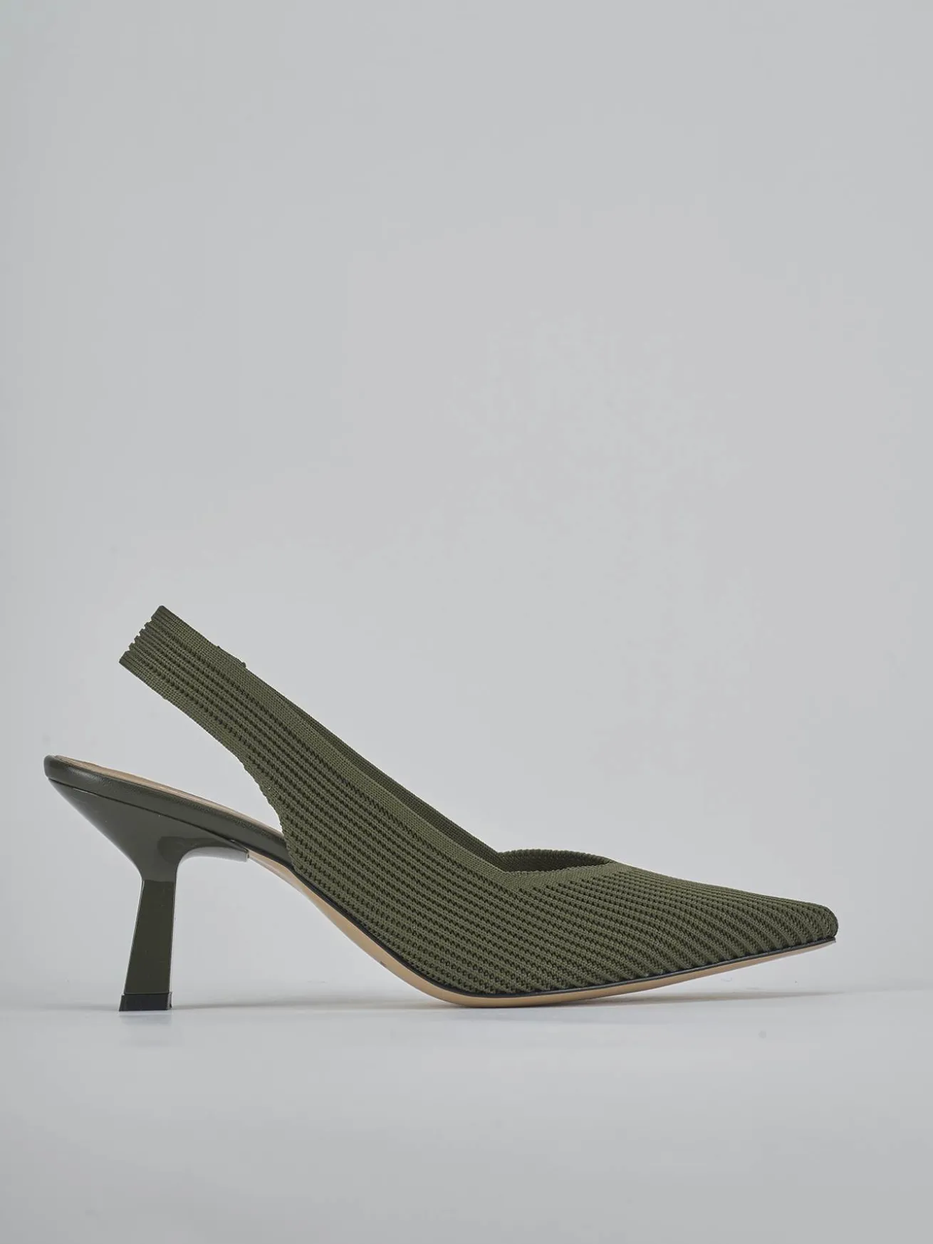 Slingback tacco 7cm pelle verde